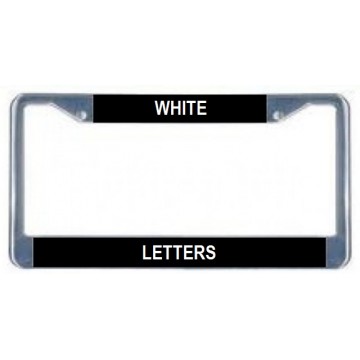 Coal Black Background with White Letters License Plate Frame Strips
